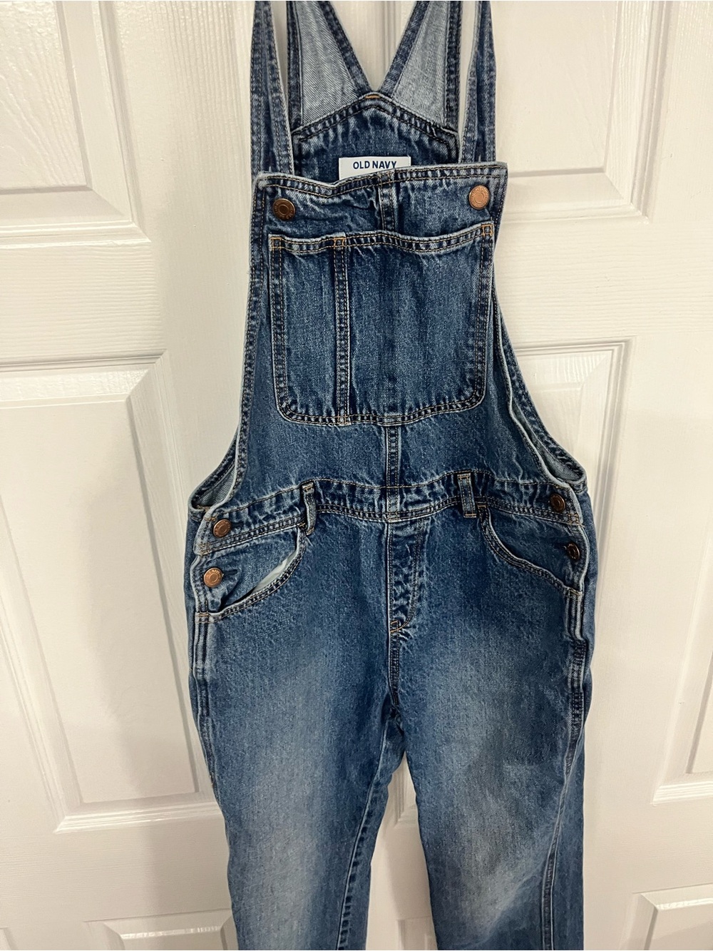 Old Navy Girls Denim Overalls Size XL 14-16 Blue Wide Leg Dungarees